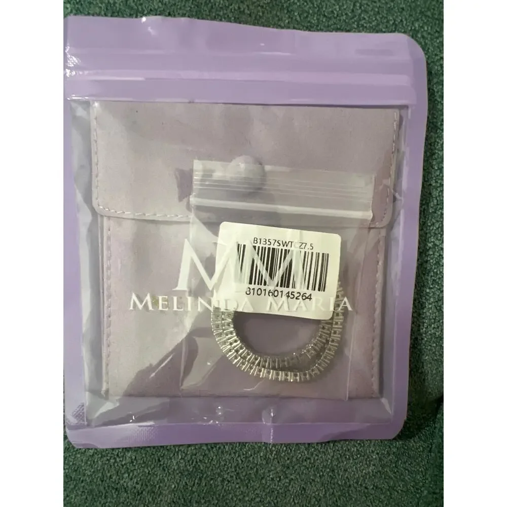 NWT Melinda Maria Heiress 3mm Tennis Bracelet Silver Diamondette 7.5" - Picture 2 of 2